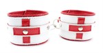 Бело-красные кожаные наручники  Медсестричка  - фото 1402219