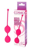 Розовые двойные вагинальные шарики Cosmo с хвостиком для извлечения - фото 1402498