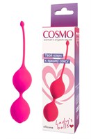 Розовые двойные вагинальные шарики с хвостиком Cosmo - фото 1402500
