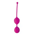 Ярко-розовые двойные вагинальные шарики Cosmo с хвостиком для извлечения - фото 308188