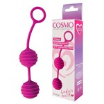 Ярко-розовые вагинальные шарики с ребрышками Cosmo - фото 308193