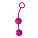 Ярко-розовые вагинальные шарики с ребрышками Cosmo - фото 308192