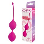 Ярко-розовые двойные вагинальные шарики с хвостиком Cosmo - фото 1402531