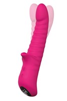 Розовый вибратор Honey Bear с ребрышками - 21,5 см. 106908