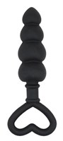 Черный силиконовый стимулятор-елочка с сердечком-ограничителем - 11 см. - фото 177054