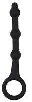 Черная силиконовая анальная цепочка-елочка с колечком - 13,5 см. - фото 177056