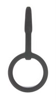 Черный уретральный силиконовый плаг с колечком-ограничителем - 4,5 см. - фото 65210