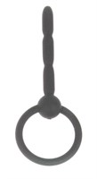 Чёрный уретральный стимулятор с колечком-ограничителем - 6 см. - фото 65212