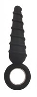 Черный анальный стимулятор-елочка с колечком-ограничителем - 12 см. - фото 177068