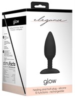 Черная анальная пробка Glow с вибрацией и подогревом - 12 см. 107157 - фото 101033