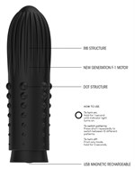 Черная вибропуля Turbo Rechargeable Bullet Lush - 9,8 см. - фото 101080