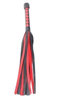 Черно-красная плеть с плетеной ромбовидной ручкой - 60 см. - фото 1402613