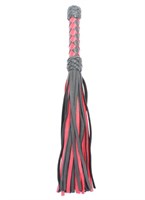 Черно-красная плеть с плетеной ручкой с ромбовидным узором - 45 см. - фото 1411469