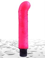 Ярко-розовый вибромассажер с загнутым кончиком XL G-Spot Softees - 16,2 см. - фото 177243