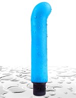 Голубой вибромассажер с загнутым кончиком XL G-Spot Softees - 16,2 см. - фото 177249