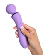 Фиолетовый двусторонний вибростимулятор Duo Wand Massage-Her - 19,6 см. - фото 177322