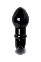 Черная стеклянная анальная втулка Sexus Glass с ограничителем - 11,5 см. - фото 65509
