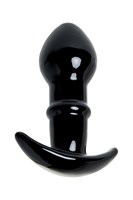 Черная стеклянная анальная втулка Sexus Glass с ограничителем - 11,5 см. - фото 65510