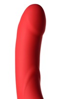 Красный безремневой страпон с вибрацией - фото 1403084