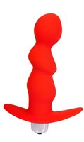 Красный рельефный вибромассажер с ограничителем - 9,5 см. - фото 177813