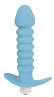Голубая анальная вибровтулка-елочка с ограничителем - 11,5 см. - фото 92872