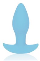 Голубая коническая анальная вибровтулка с ограничителем - 8,5 см. - фото 1403118