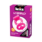 Розовое эрекционное виброкольцо Luxe VIBRO  Бархатный молот  + презерватив - фото 1403138
