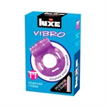 Фиолетовое эрекционное виброкольцо Luxe VIBRO  Бешеная гейша  + презерватив - фото 176402