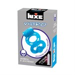Голубое эрекционное виброкольцо Luxe VIBRO  Дьявол в доспехах  + презерватив - фото 181494