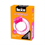 Розовое эрекционное виброкольцо Luxe VIBRO  Техасский бутон  + презерватив - фото 1403145