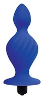 Синяя анальная вибровтулка конической формы - 10 см. - фото 177940
