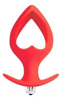 Красная анальная вибровтулка в форме сердечка - 14 см.  - фото 92930