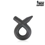 Черное силиконовое эрекционное кольцо Sex Expert - фото 1403178
