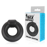 Черное силиконовое круглое эрекционное кольцо Sex Expert - фото 1403181