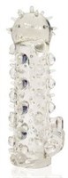 Закрытая прозрачная насадка Crystal sleeve с усиками и пупырышками - 13,5 см. - фото 65849