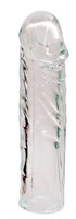 Закрытая прозрачная насадка-фаллос Crystal sleeve - 16 см. - фото 1413526