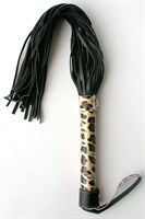 Чёрная плеть с леопардовой рукоятью Notabu - 50 см. - фото 178322