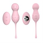 Нежно-розовые вагинальные шарики VAVA с пультом ДУ - фото 1337004