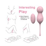 Нежно-розовые вагинальные шарики VAVA с пультом ДУ - фото 1337005