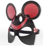 Черно-красная маска мышки из кожи - фото 1403380