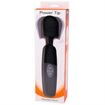 Черный жезловый вибратор POWER TIP MASSAGE WAND - 24 см. - фото 170666