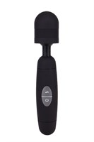 Черный жезловый вибратор POWER TIP MASSAGE WAND - 24 см. - фото 170665