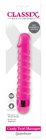Розовый вибромассажер с винтовыми ребрышками Candy Twirl Massager - 16,5 см. - фото 163483