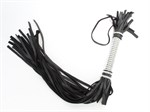 Черная длинная плеть с серебристой ручкой - 60 см. - фото 1403633