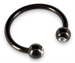 Черное металлическое кольцо под головку со стразами Glans Ring - фото 1403671