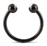 Черное металлическое кольцо под головку со стразами Glans Ring - фото 160797