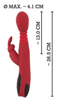 Красный вибромассажер с клиторальным отростком Rabbit Vibrator - 26,5 см. - фото 1363893