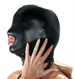Черная эластичная маска на голову с отверстием для рта - фото 1403677