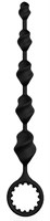 Черная анальная цепочка-елочка с колечком-ограничителем - 23,1 см. - фото 164807