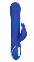 Синий вибратор Signature Silicone Rotating Beaded Rabbit с клиторальным отростком - 22,75 см. - фото 178202